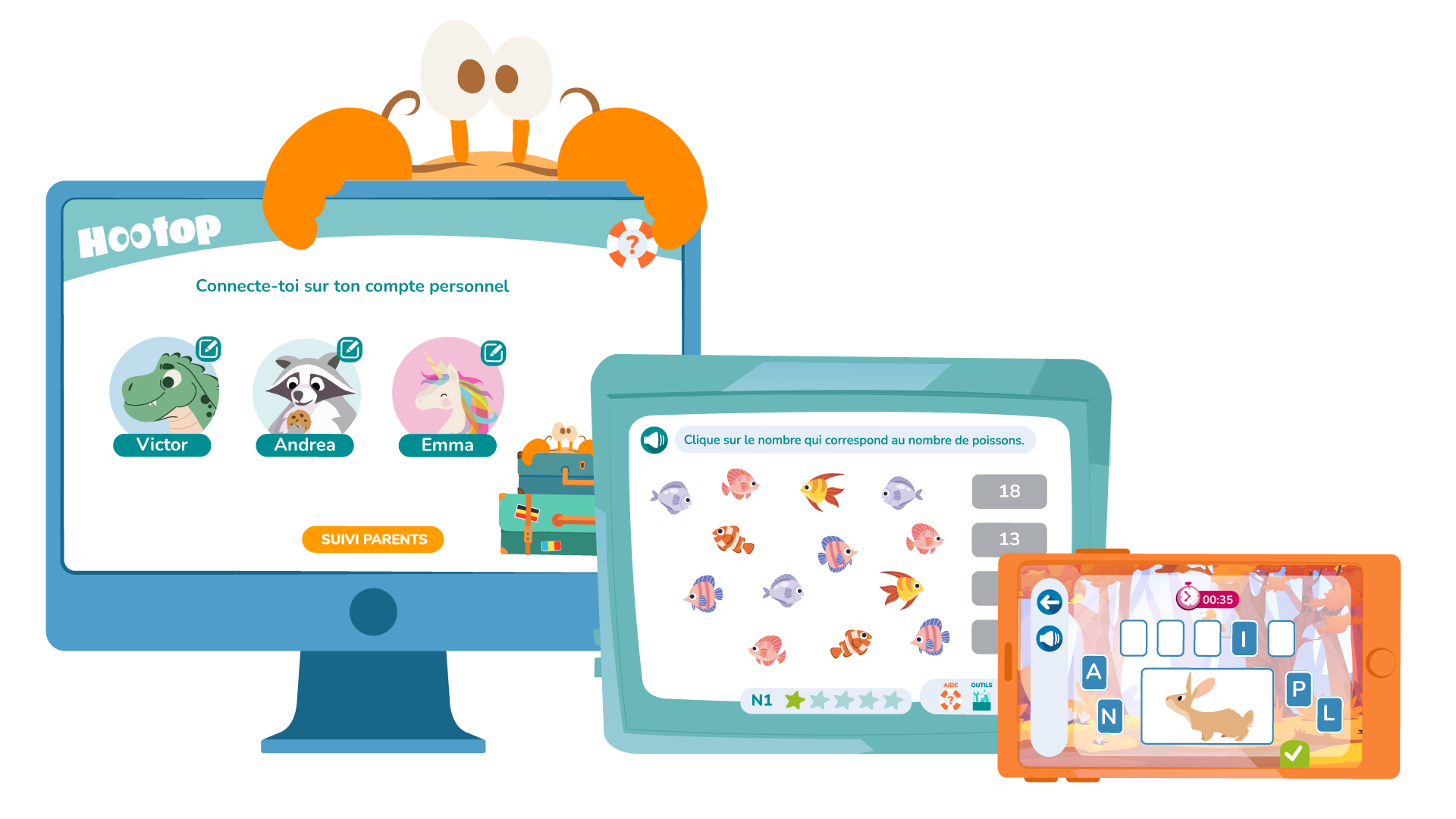 Illustration d’e Toni qui apprend avec Hootop